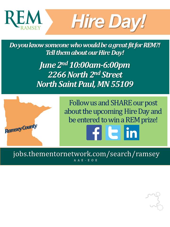 RemRamsey's tweet photo. @PioneerPress @KSTP @StarTribune @kare11 Find a rewarding career serving others! #REMHireDay #jobs #hiring #jobsearch http://t.co/vGl1mvZW6h