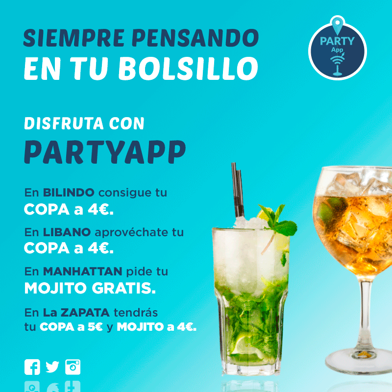 _PartyApp's tweet image. Consigue con PartyApp promociones en tus copas en Bilindo, Manhattan y Libano. #TuPersonalParty