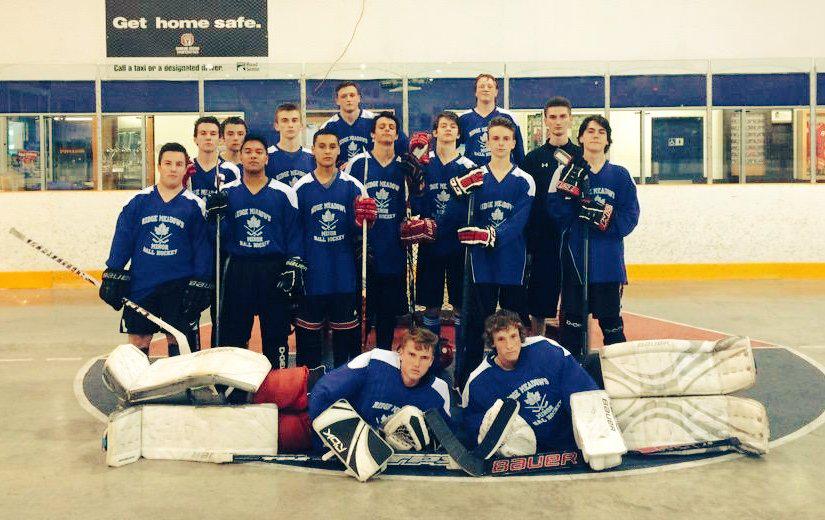 THSS_Hockey's tweet photo. 1st ever THSS ball hockey team. Ready for BC High School Championship tourney tomorrow. #ballhockey #thsshockey http://t.co/v7FVn3uuI5