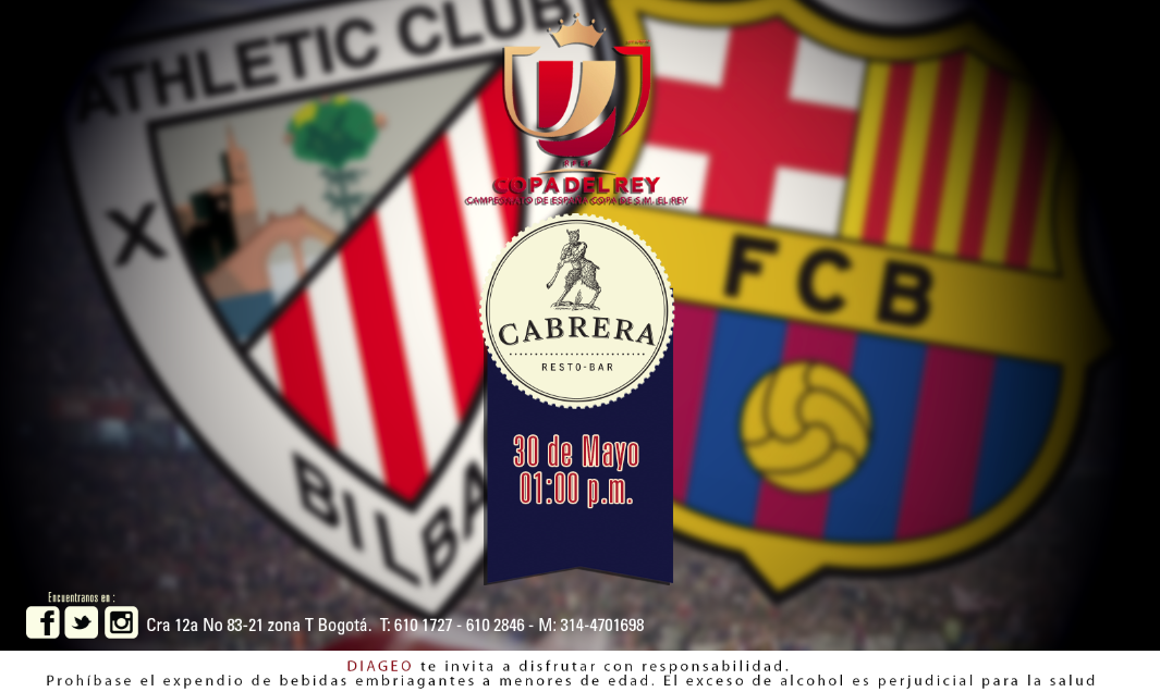 cabrerarestobar's tweet photo. Vive la Copa del Rey @cabrerarestobar  sábado 30 de mayo Athletic Club Bilbao  Vs Barcelona  1:00 pm🕑 http://t.co/FIIktGve8t