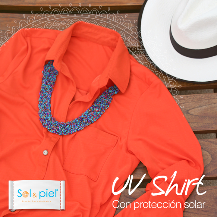 solypiel's tweet photo. ¡Este es un outfit muy chic para una tarde de descanso! Una Uv Shirt de color fuerte con un sombrero. http://t.co/4tEXYFn814