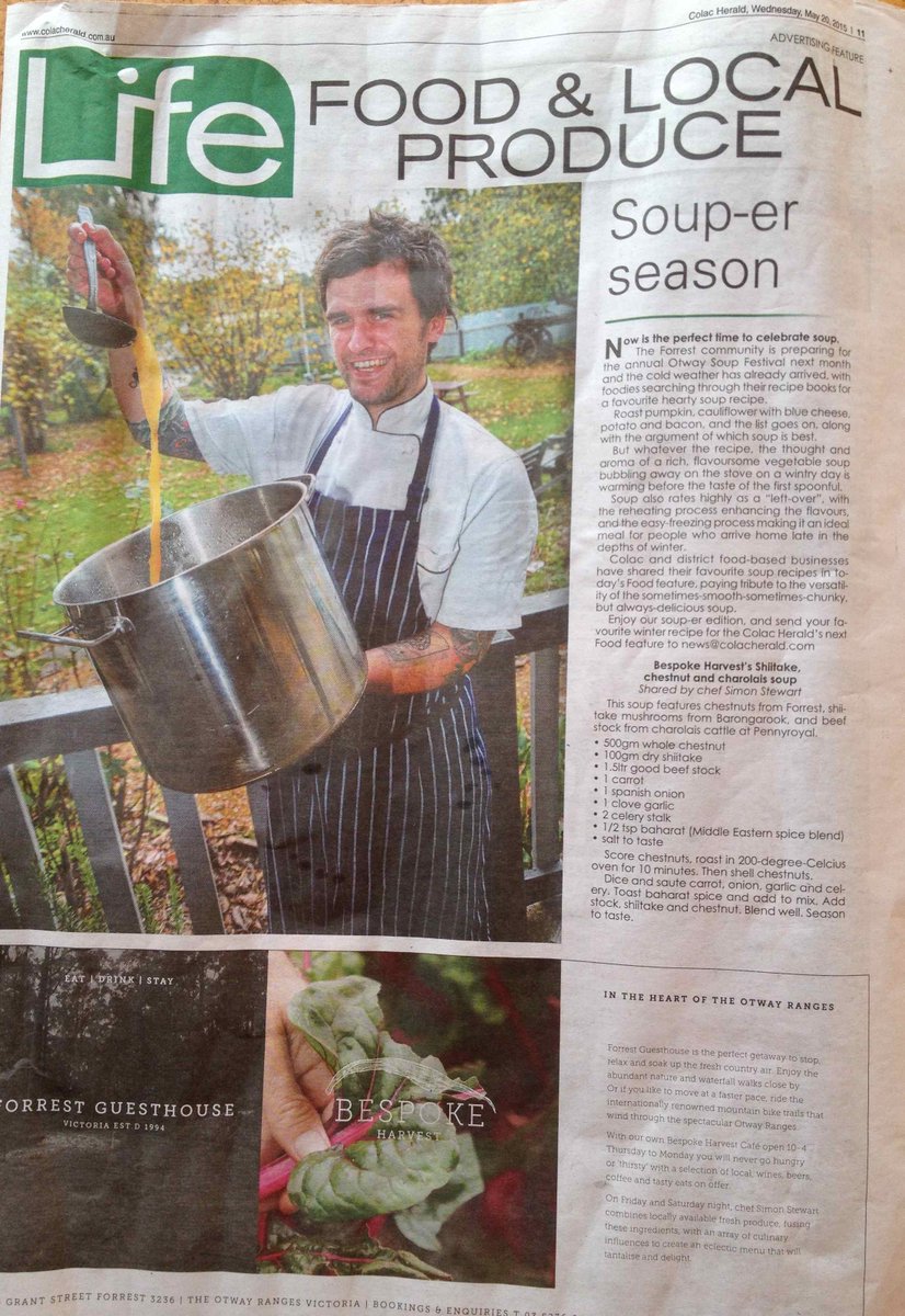 <a href="/OtwayHarvest/">Otway Harvest Trail</a> <a href="/chef_sstewart/">Simon Stewart</a> <a href="/Birrefarmfoods/">Miles Hazel</a> <a href="/KazbahCoffee/">KazbahCoffeeRoasters</a> spreading the news #localfood #Otways #gourmetexperience