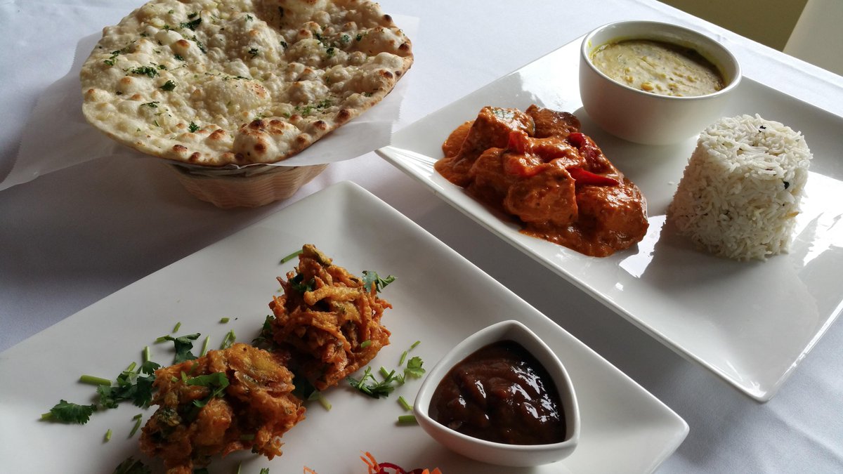EXPRESS LUNCH for ($11.95) - Choice of main, w/ Popadom, Naan, Rice Pilau, Onion Piaza, Veg of Day, Chutney &amp; Raita!