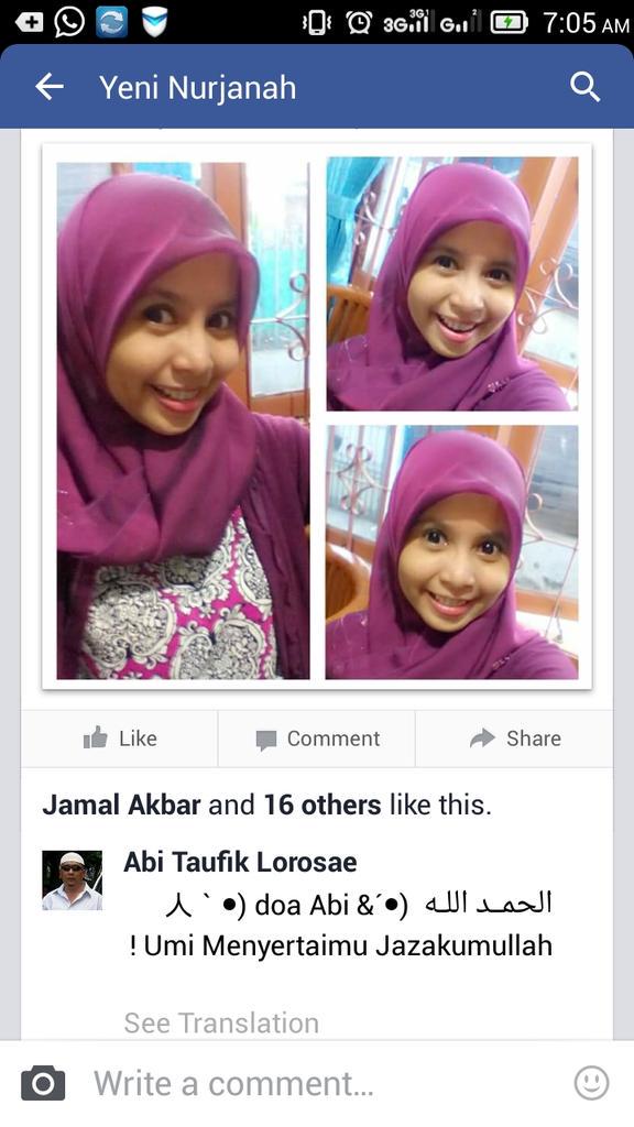 _YENIYEN's tweet photo. Kerika camer ada di beranda FB lagi, comment nya sapaan doa😁. http://t.co/07WgupTakB