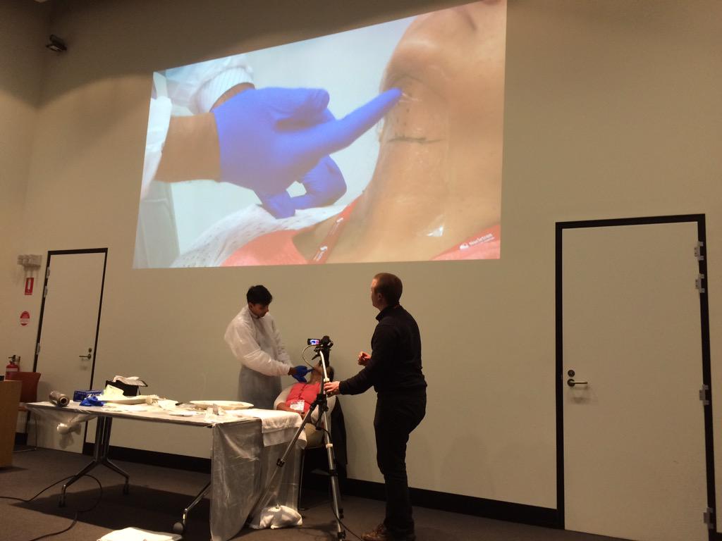 A/Prof Atif Khan demonstrates interstitial tongue #brachytherapy at ABG Clinical Brachytherapy Workshop.
