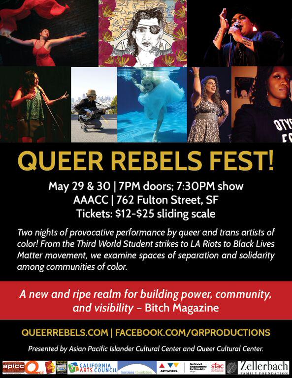 BitchMedia's tweet image. Support #QTPOC Arts in SF this weekend at QUEER REBELS FEST from 5/29-5/30! on.fb.me/1HQnoIs #bitchsponsors