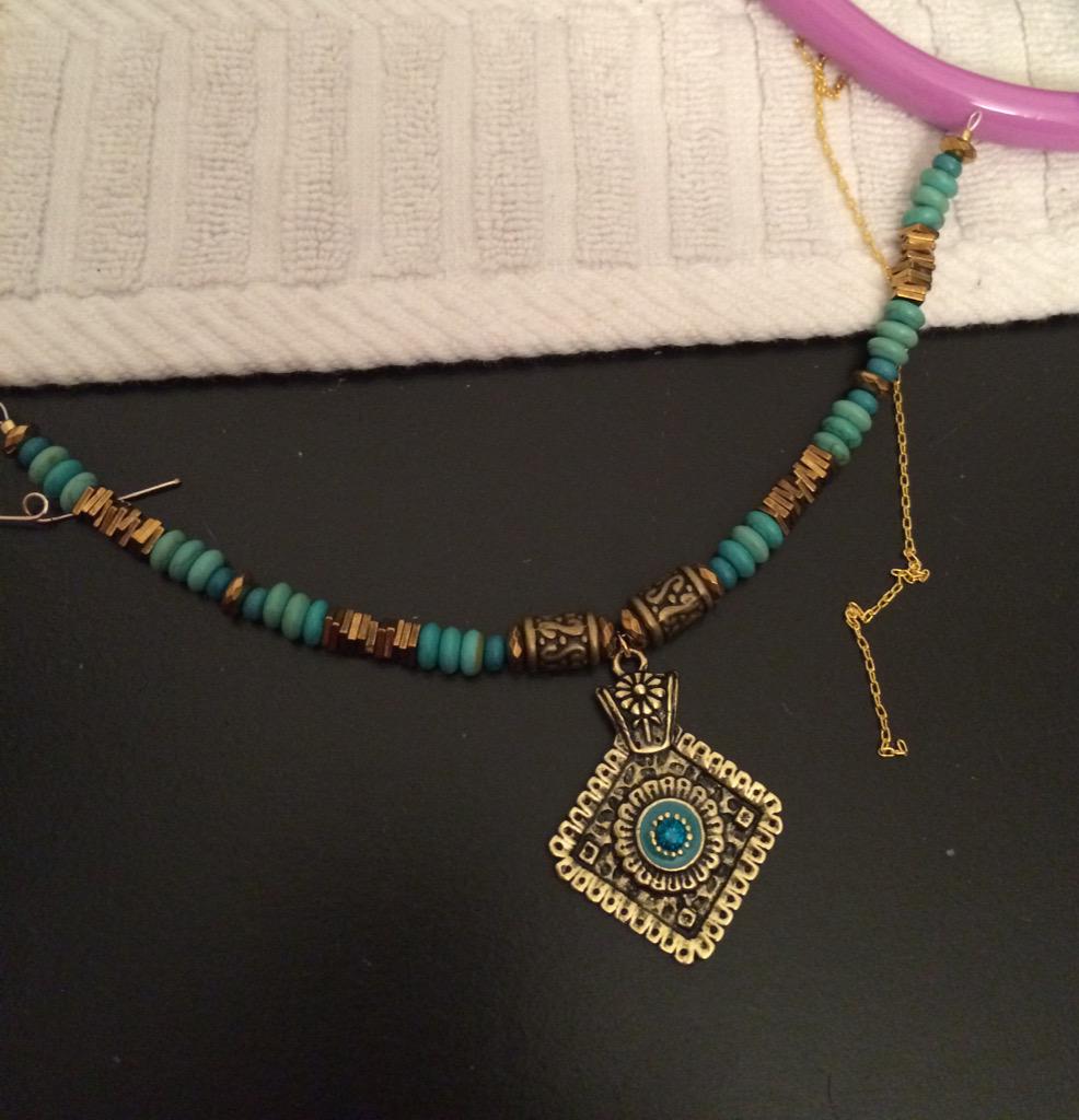 sirendesigns's tweet photo. In the works. #wip #cleopatra #necklace #jewelry #sirendesignsbynikki #sirendesigns #turquoise #gold #boho #gypsy http://t.co/COwQ3pwGGd