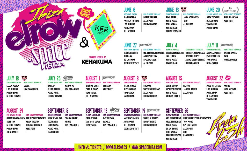 .<a href="/elrowibiza/">ElRow ibiza</a> announces FULL SEASON LINEUP! Check out the artists that will join us. Tickets: bit.ly/RowSpaceIbiza