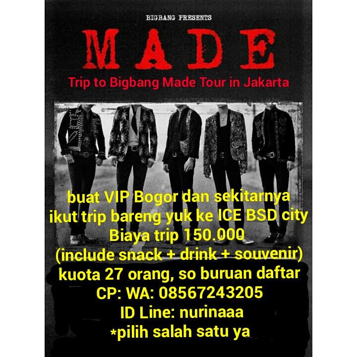 SsaguryoShop's tweet image. @VIPBogor [Help RT] Trip bareng VIP Bogor ke MADE Tour BSD City, more info kindly check pic