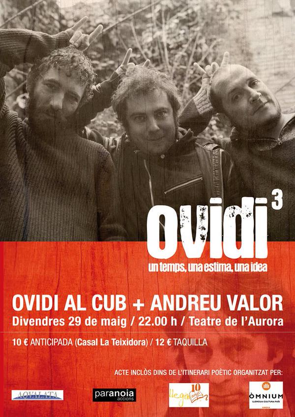 Avui concert amb <a href="/AndreuValor/">Andreu Valor</a> + <a href="/Ovidi3/">ovidi</a> al <a href="/teatreaurora/">Teatre de l'Aurora</a> amb <a href="/HiginiaRoig/">David Fernàndez 💚✊🏿</a> <a href="/BPenalba/">Borja Penalba</a> i <a href="/davidcc_01/">david caño</a>. No t'ho perdis!