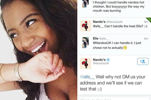 standardnews's tweet image. Cheeky Nando's defends trying to slide into woman’s DMs bit.ly/1HzVVp1