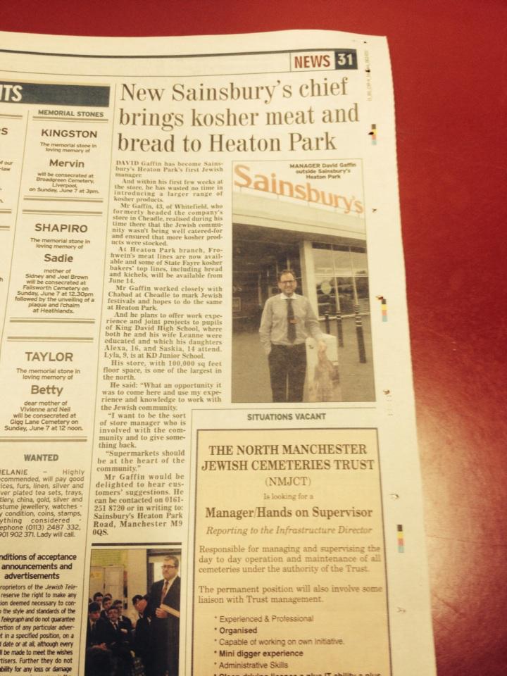 Heaton Park Sainbury's stores fantastic new range of kosher food now available. #n07js <a href="/JewishTelegraph/">Jewish Telegraph | e-edition.jewishtelegraph.com</a>