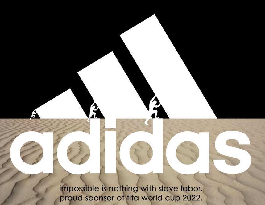 UberFootbalI's tweet image. Anti-logos have been made to urge sponsors to withdraw from the Qatar 2022 World Cup.