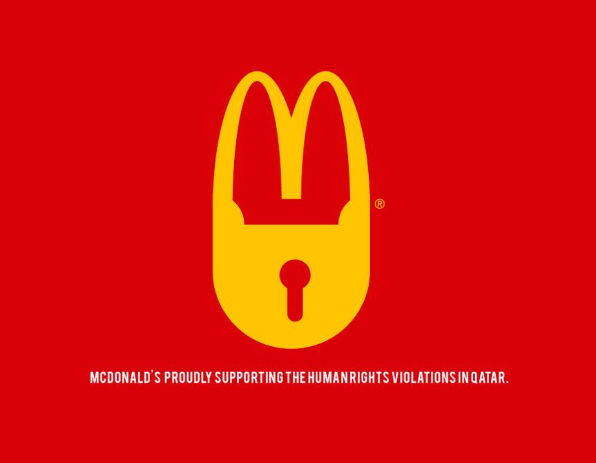 UberFootbalI's tweet image. Anti-logos have been made to urge sponsors to withdraw from the Qatar 2022 World Cup.