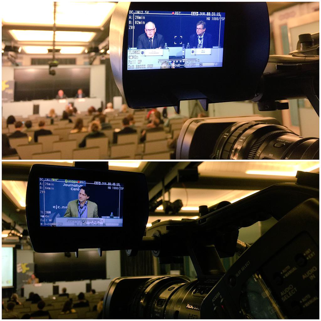 suspects's tweet image. Recording @Timmerfrans_EU and @wblau with @luckske for @ejcnet at the #EJTA2015 conference on journalism education