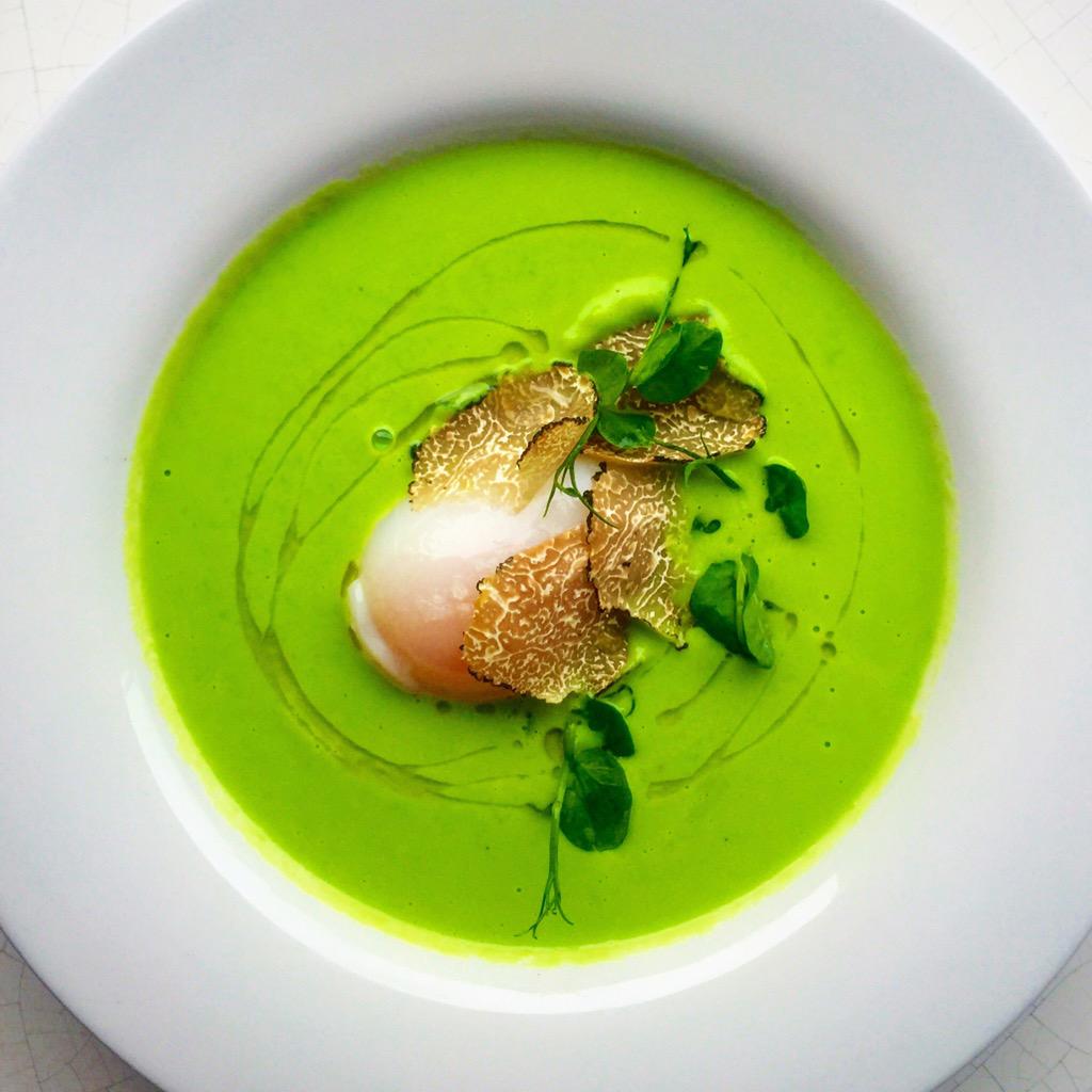 Oh #YES #English pea soup, #duckegg #Summer truffle - #proud of the food &amp; #kitchen #stunning #seasonal #KingsCross