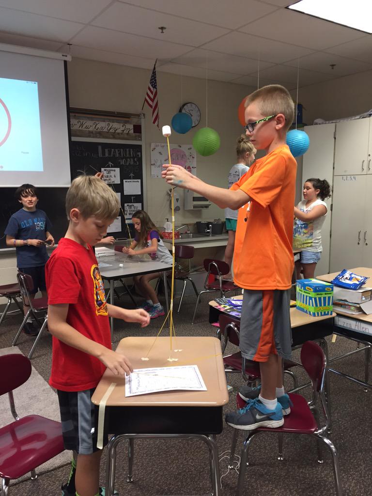 caseymccrady's tweet photo. Challenge Day! @NoblNorth #STEM #Teamwork #MarshmallowChallenge #StrawTower http://t.co/WE1YPr2OqB