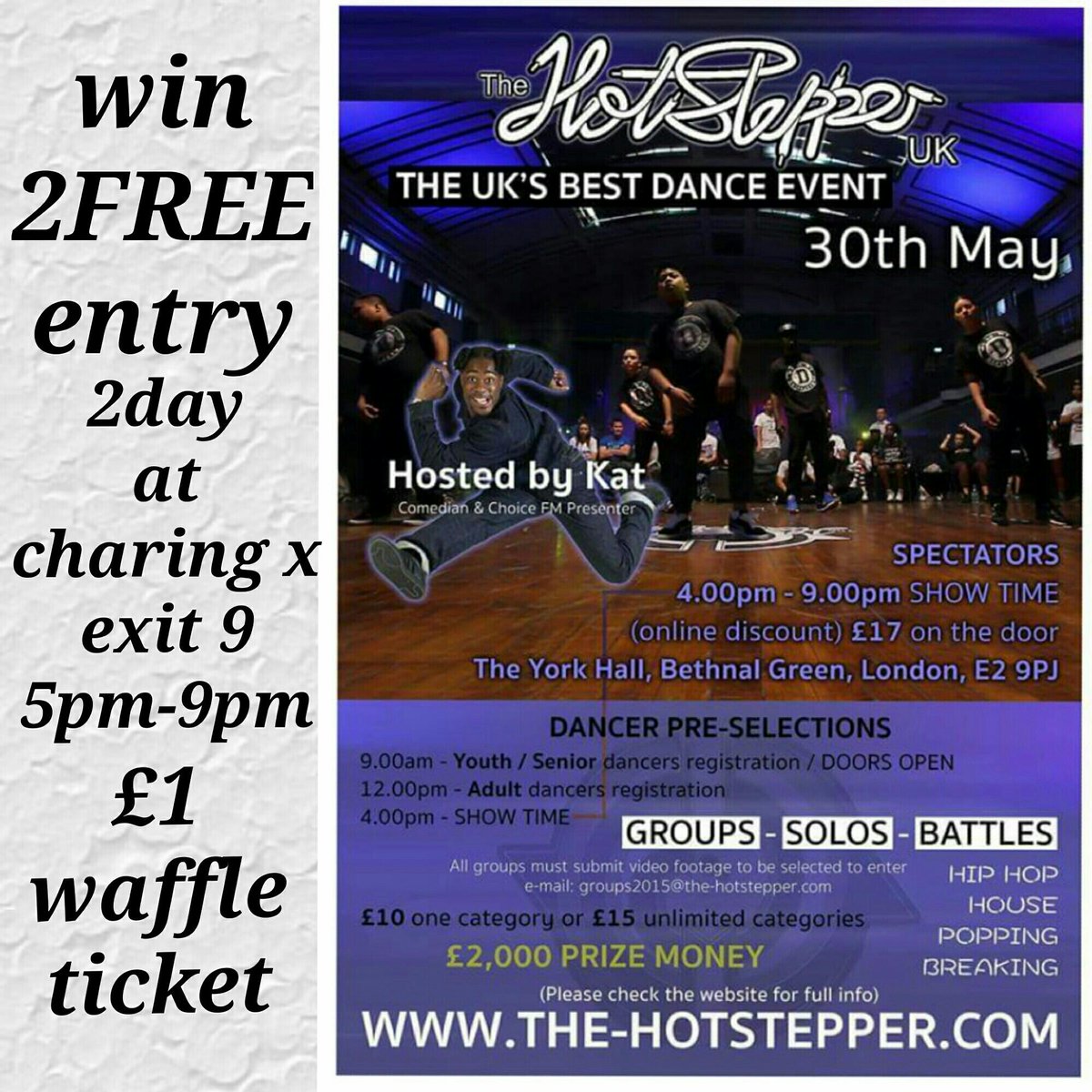 WIN 2FREE ENTRY 2day at CHARING X exit 9 ( £1 RAFFLE ticket ) 07731748707