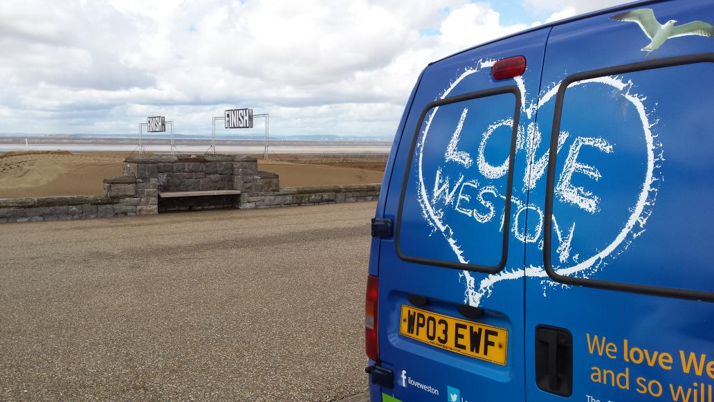 visitweston's tweet photo. Down on @WestonSeafront ready to set up for the @ProNationals Festival. It's a little windy but blue skies! http://t.co/fagqXZ2GmJ
