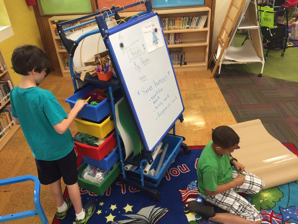 Innovation Lab full of action this morning! Last session of the year next Fri 6/6 8 am #makerspace <a href="/DurhamPublicSch/">Durham Public Schools</a>