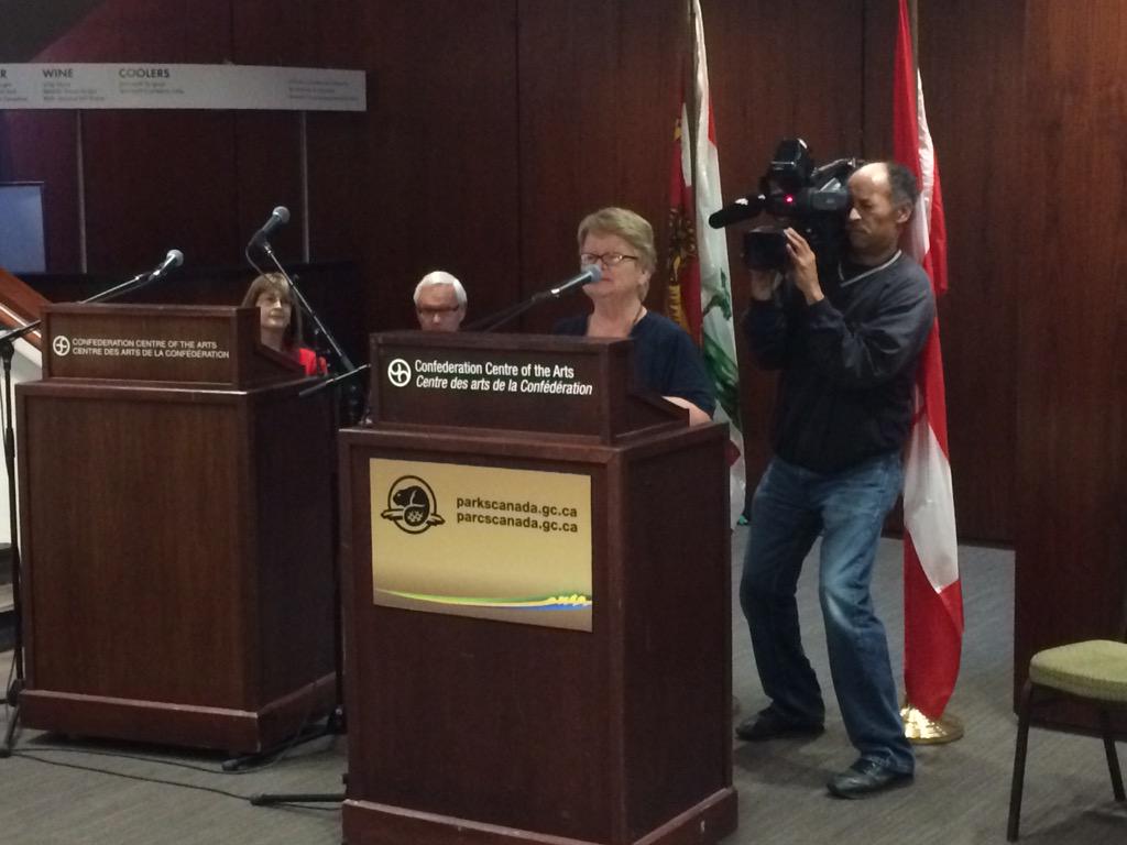 EmilyBat's tweet photo. Gail Shea now addressing crowd at @ConfedCentre. She says the goal today is to preserve historic sites for Canadians. http://t.co/c3KjGWn9do