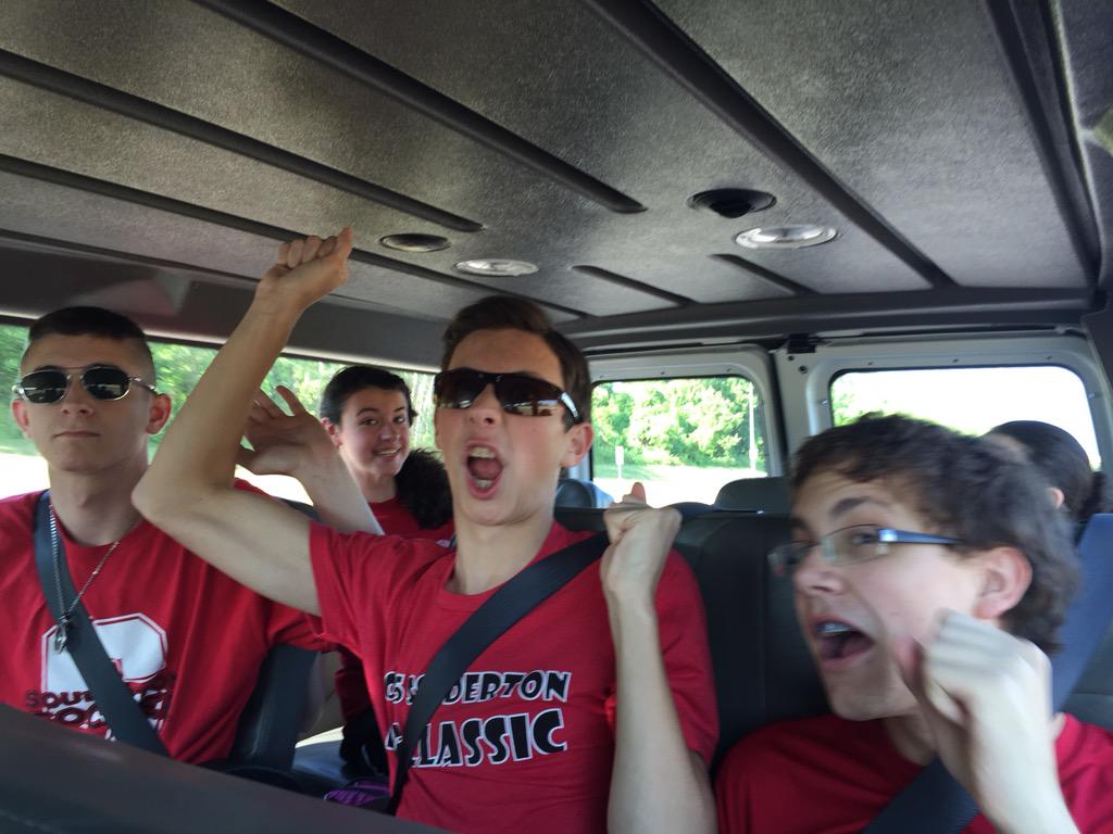 Hyped for nationals! And getting to know each other well for the next five hours!