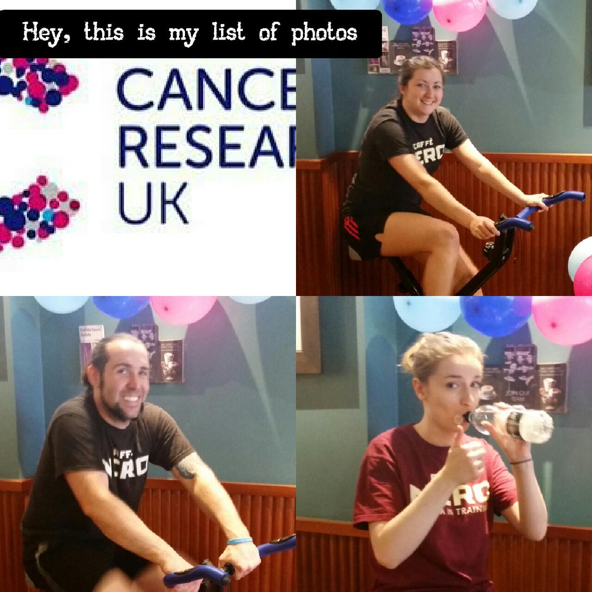 kataves's tweet photo. charity cycle at Neros for cancer research UK! :) 
#cancerresearchuk #charity #cycle http://t.co/vutSK6GOx3