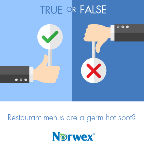 norwex's tweet photo. Happy #TrueOrFalseFriday! Today we will be talking about the #germs on restaurant menus. #Norwex http://t.co/AV7g1E2kFh