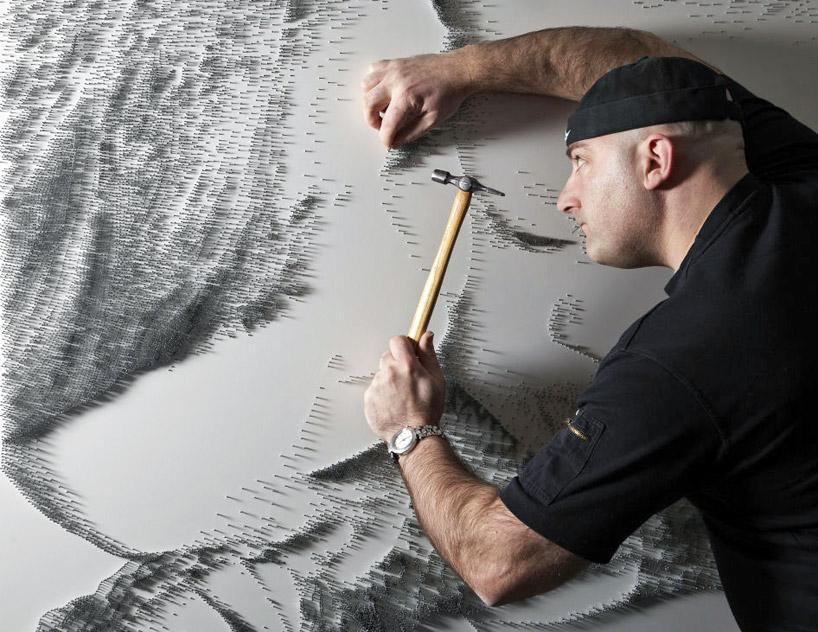 artistMagency's tweet photo. Truly amazing art by @levine_art using up to 50,000 nails in his work. #amalife http://t.co/oepxqXfvmL