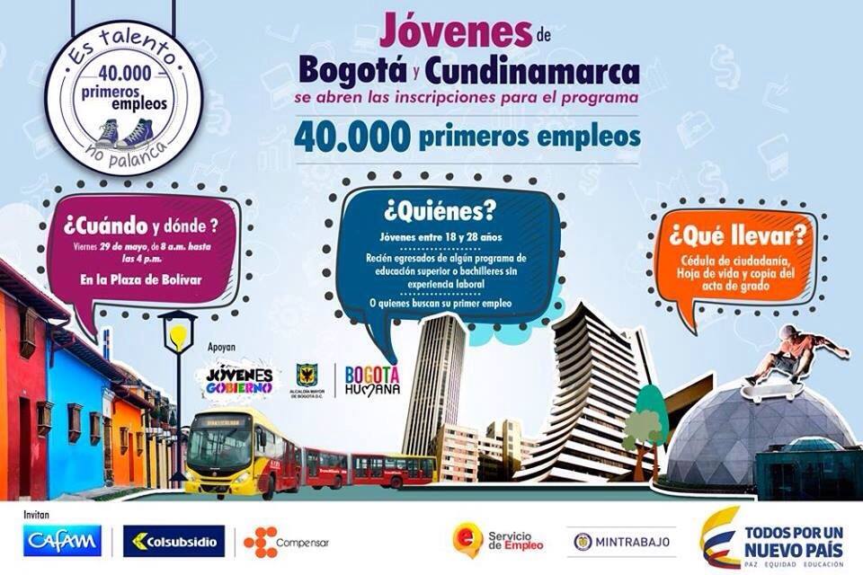 CDJBogota's tweet photo. Hoy, inscripciones para el programa 40mil primeros empleos para personas entre 18 y 28 años de edad. @MintrabajoCol http://t.co/1b5NVNRMij