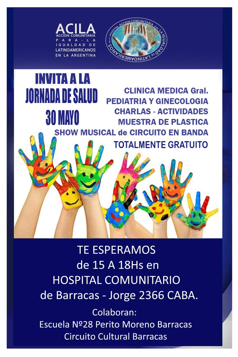 ACILALATINOAMER's tweet photo. ACILA Accion Comunitaria invitaa la  JORNADA DE SALUD en el Hospital comunitario Barracas Calle jorge 2366 http://t.co/O0FfZxTyJF