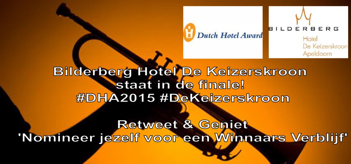 Mogen we weggeven:
RT en maak kans op een verblijf in De Keizerskroon!
#DHA2015 #DeKeizerskroon #DutchHotelAward
