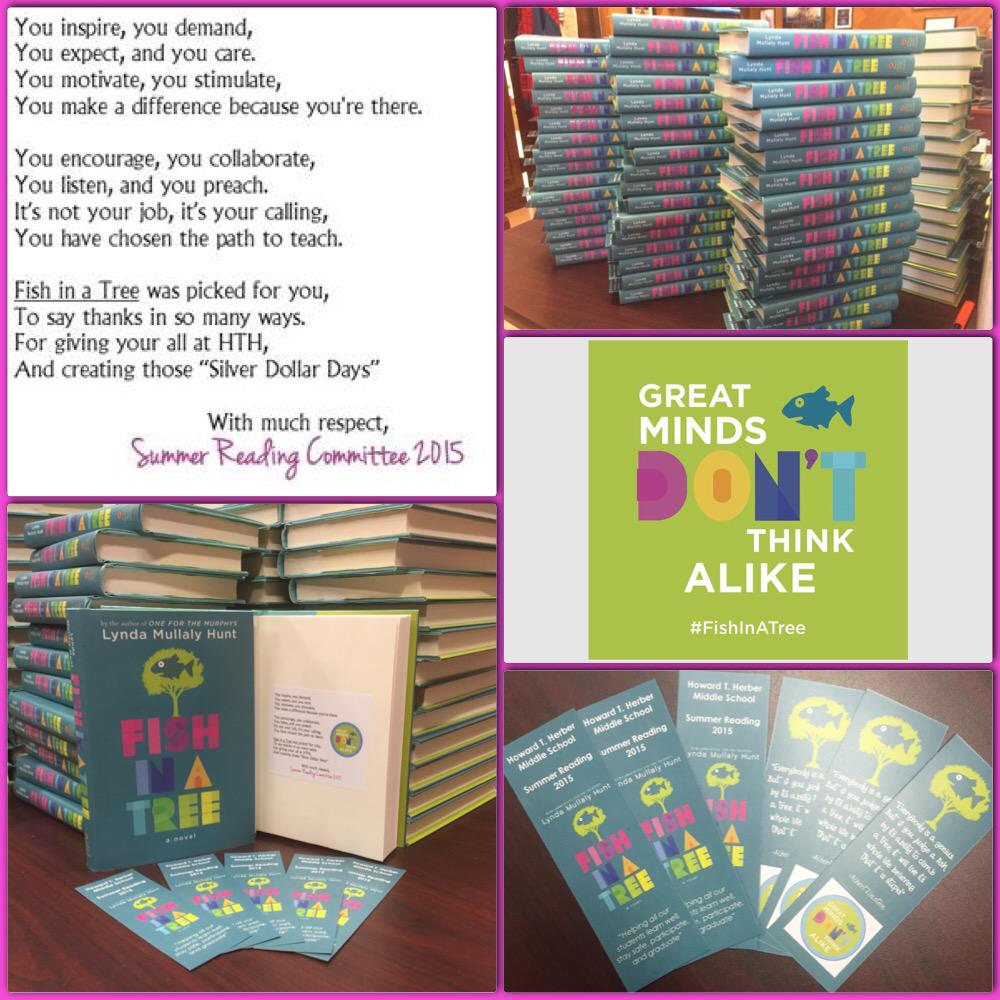 HTHMiddleSchool's tweet photo. Guess what the faculty and staff will be reading over the weekend?! #FIAT #custombookmarks @LynMullalyHunt 🌳🐟 http://t.co/97KF8OHnF5