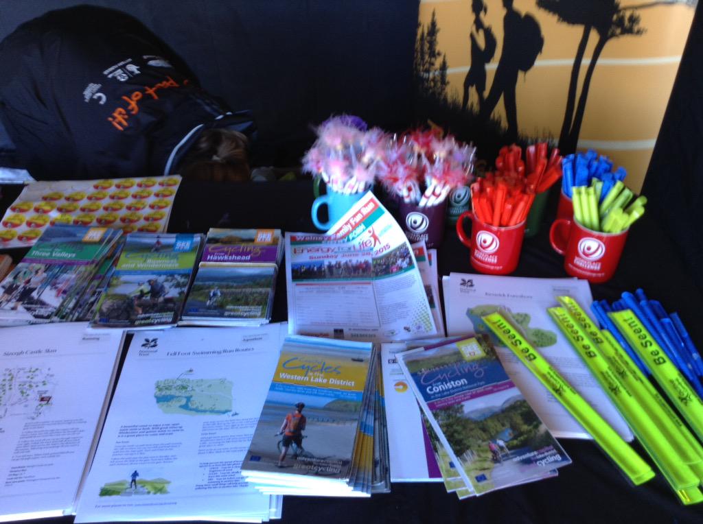 ActiveCumbria's tweet photo. Great selection of flyers/freebies @ActiveCumbria stand, free activities #LetGetActive come and see us! @TourSeries http://t.co/Oi0B1tsLlo