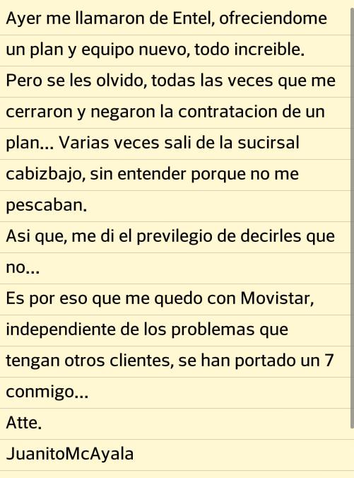 JuanitoMcAyala's tweet photo. #NuncaMeFallan
@MovistarChile
๐ http://t.co/PvxNBSUBOH