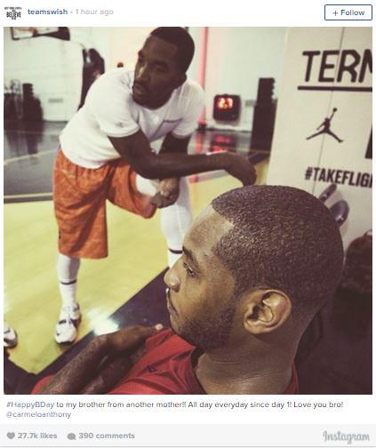 Podium selfie originator, J.R. Smith, takes to Instagram wishes old teammate Carmelo Anthony Happy Birthday! 