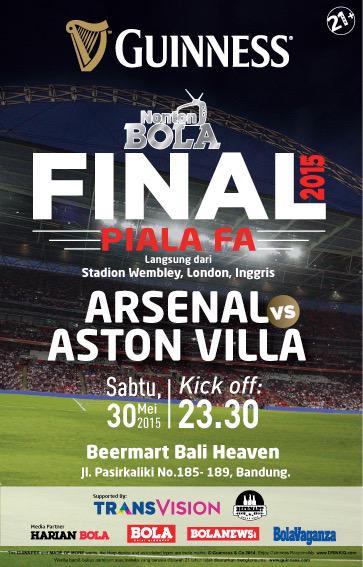 beer_mart's tweet photo. #BigmatchGuinness #nontonBOLA Final FA Cup Arsenal Vs Aston Villa Sabtu, 30 Mei 2015 @beer_mart @GuinnessID http://t.co/Qo9cLaETke”