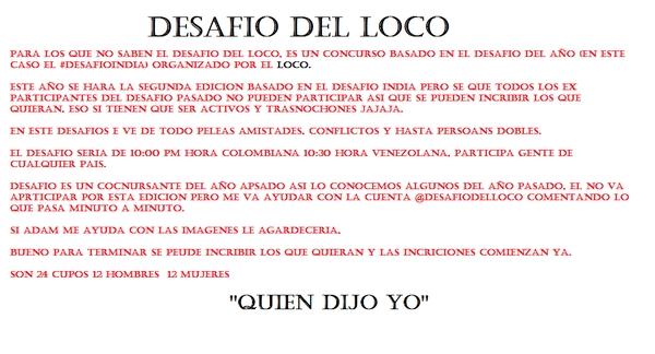 DesafioDelLoco's tweet photo. Atentos http://t.co/7JUrqrUwUC