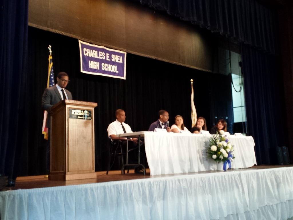 SheaGuidance's tweet photo. Alumni panel speaking with jrs &amp; srs about their future @SheaPrincipal @RobertaCKing #otr #sheahigh2015 #RaiderPride http://t.co/jJOSEh0huB