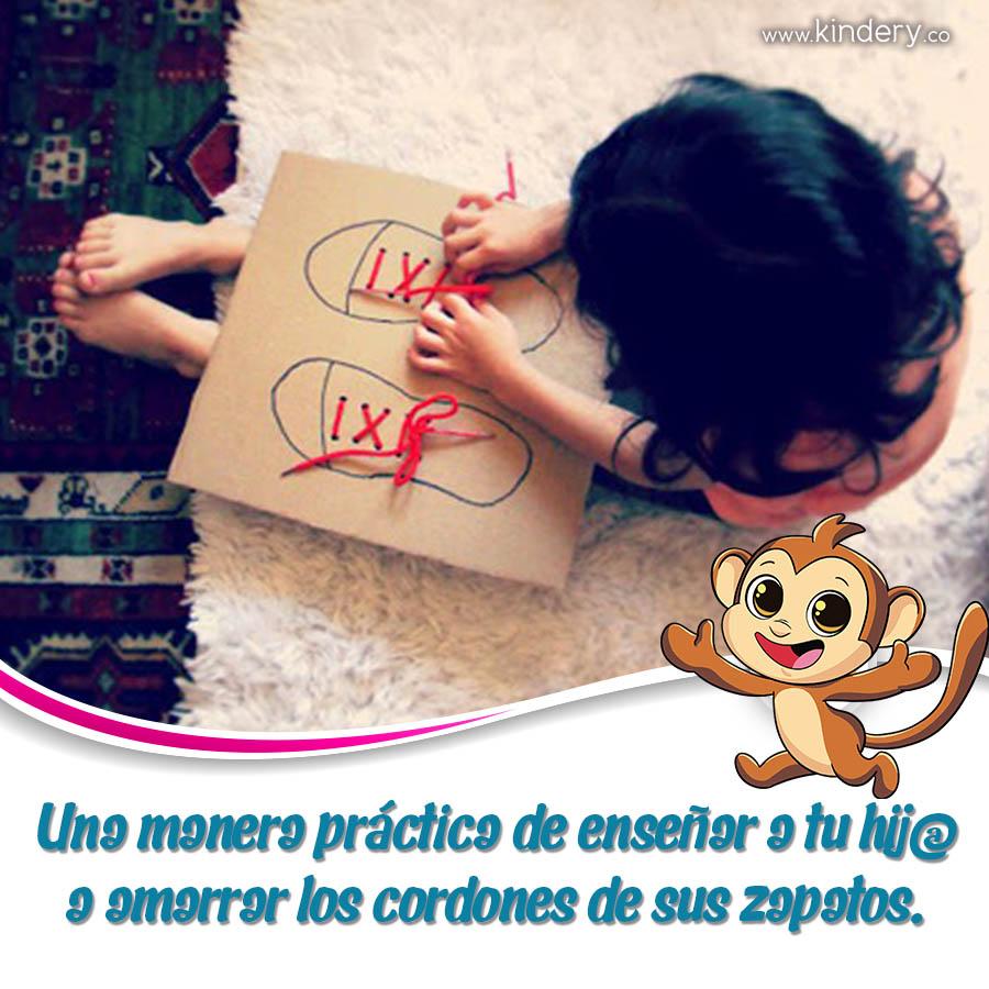 le ayudará a tu hijo a desarrolla habilidades motoras relacionadas con el proceso de amarre, práctica.