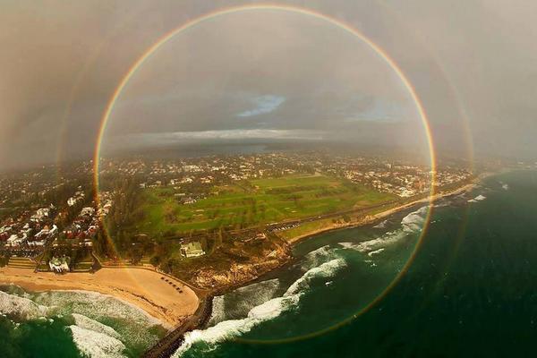 In very rare circumstances it is possible to see a full 360 degree rainbow from an airplane