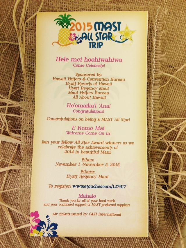 Mailing the All Star trip invitations today. We have an exciting trip to Maui planned. <a href="/mvptravel/">MAST Travel Network</a>