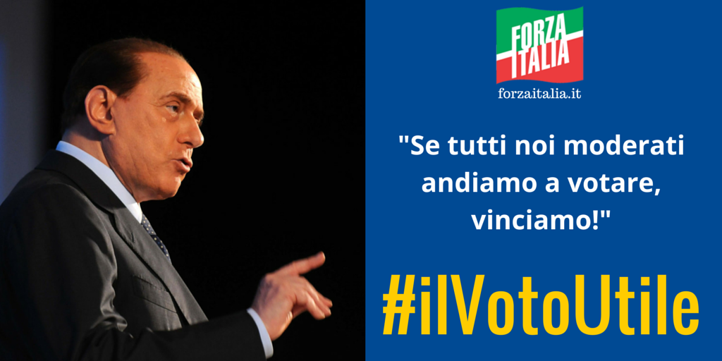 Berlusconi: non andare a votare è un 'reato' contro se stessi, la propria famiglia e contro l'Italia #ilVotoUtile