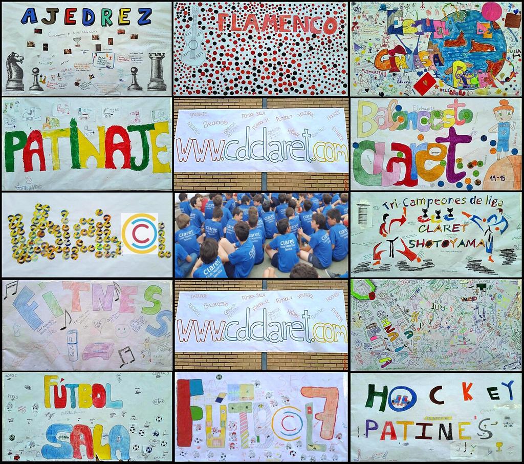 CDClaretSev's tweet photo. Carteles de las escuelas deportivas de la fiesta de Clausura del Club. http://t.co/vuvHUFphZX