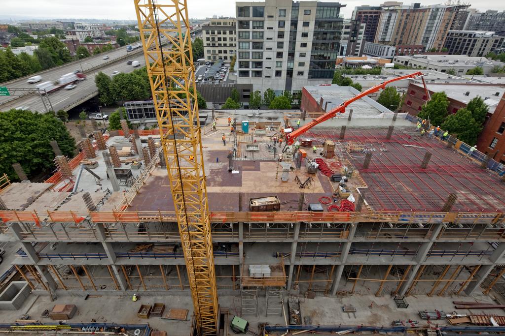 Making some serious progress!  Here we are pouring level 4. #pearlwest #howardswright #pearldistrict #construction