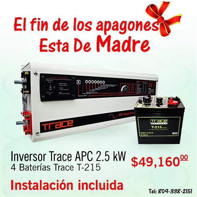 Tracesolar's tweet photo. OFERTA DE MADRES – INVERSORES Y BATERIAS
Inversor Trace APC de onda sinusoidal Pura, 2.5 kW  más 4 Baterías Trace 2… http://t.co/ZmYygliyhH