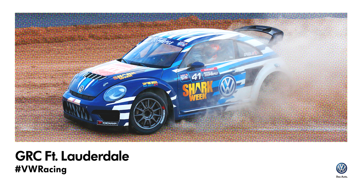 VW's tweet image. Tune-in to see @TannerFoust &amp;amp; @ScottSpeed tear it up at GRC Ft. Lauderdale this Sunday, 5/31 at 3PM ET on NBC. #VWGRC