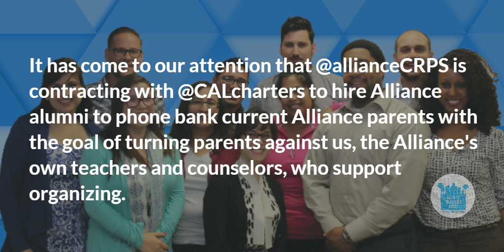 forourstudents's tweet photo. We're very disappointed in @allianceCRPS &amp; @CALcharters. We believe in unifying, not dividing, #school communities. http://t.co/m1oCfSpxKX