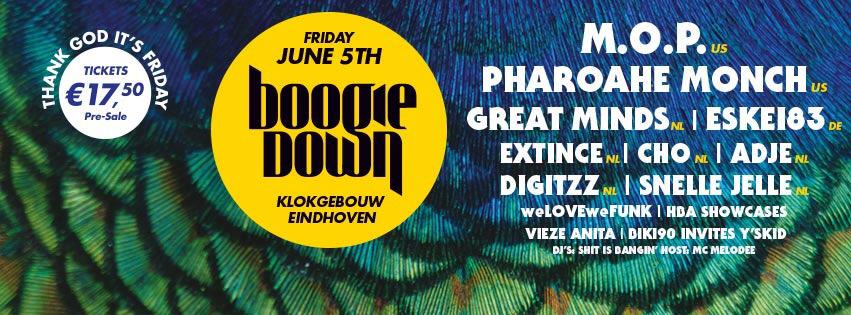 5 juni zet <a href="/BoogiedownNL/">Boogiedown</a> het Klokgebouw op zijn kop. Kans maken op tickets? Check facebook.com/defvanhiphop