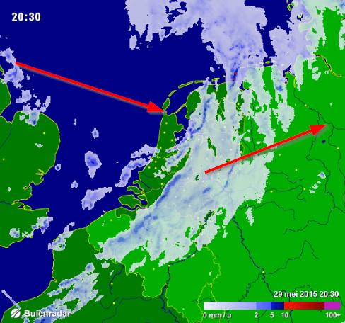 Regengebied trekt naar oosten weg. Vannacht opklaringen, maar ook enkele bui. Morgen eerst flinke buien, later zon.